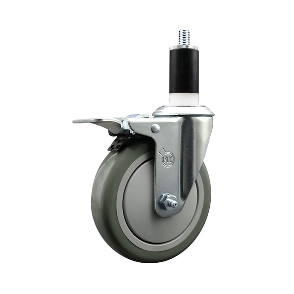 5'' SS Gray Poly Swivel 1-3/8'' Expanding Stem Caster Total Lock Brake